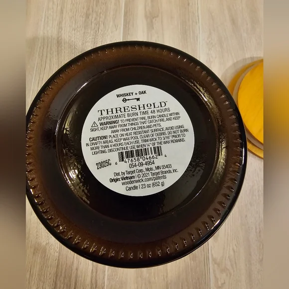 NWT Whiskey + Oak 3-Wick Wood Candle by Threshold - 23oz - Picture 5 of 5